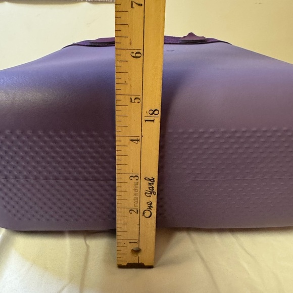 O bag Elegant Purple Tote with Structured Design and Charm Accent with trim - Picture 12 of 12